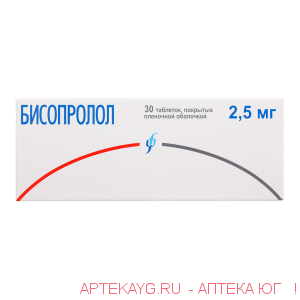 Бисопролол 0,0025 n30 табл п/плен/оболоч