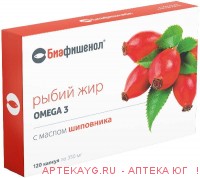 Рыбий жир биафишенол с маслом шиповника n120 капс по 0,35г