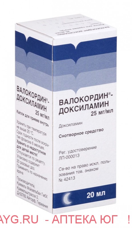 Валокордин-доксиламин капли 25мг/мл фл. 20мл