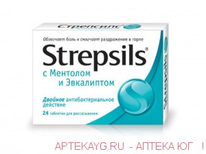 Стрепсилс Ментол-Эвкалипт №24 леденцы