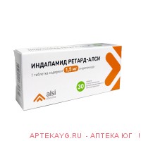 Индапамид ретард-алси таб. с пролонг. высвобождением п/о плен. 1,5мг №30 Индапамид ретард-алси таб. с пролонг. высвобождением п/о плен. 1,5мг №30