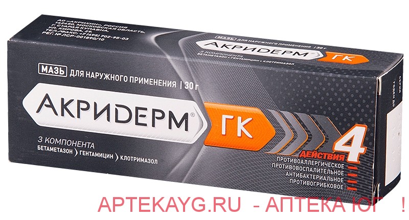 Акридерм гк мазь д/нар. прим. туба 30г №1