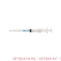 Шприц 2мл 3-х комп c иглой 22g 0,7x40 тип луер n100/паскаль/