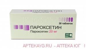 Пароксетин 0,02 n30 табл п/плен/оболоч/озон/