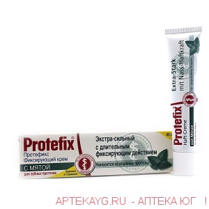Протефикс крем фиксирующий экстра сильный для зубных протезов с мятой туба 40мл